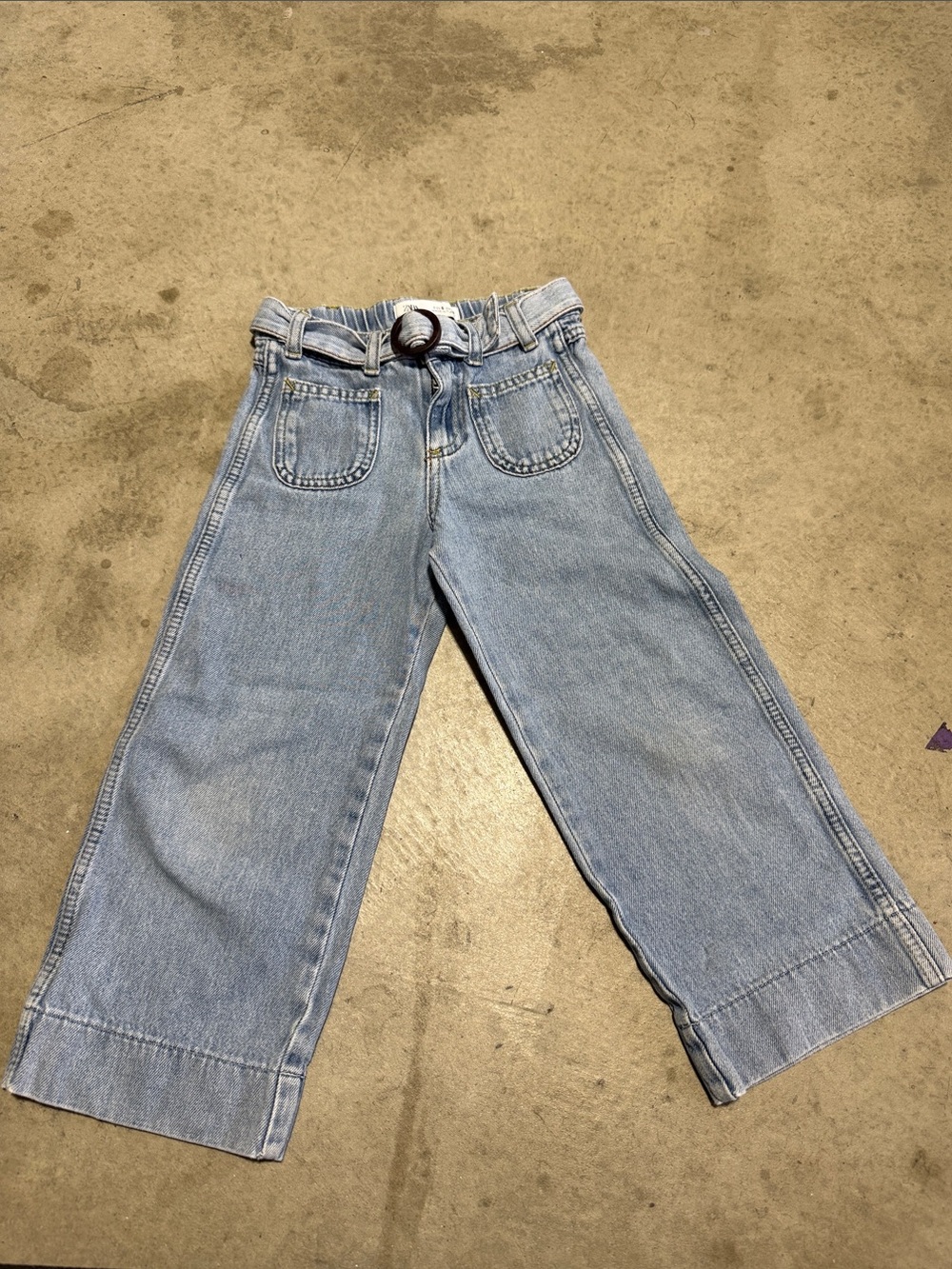 Zara Light Blue Wide-Leg Kids Jeans with Belt